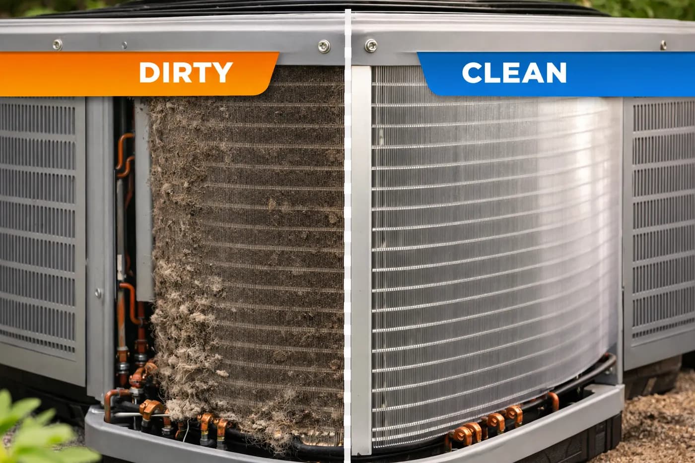 dirty and clean ac coil